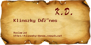 Klinszky Dénes névjegykártya
